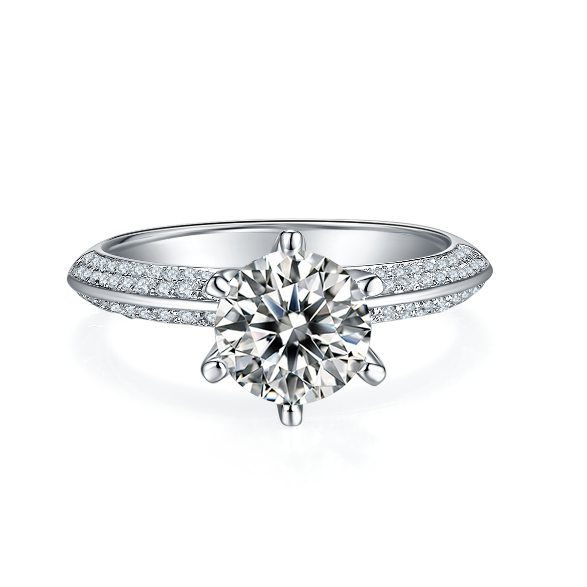 Half of the Country S925 Silver Plated Platinum Moissanite Diamond Women's Ring 1.5 Carat D-Class